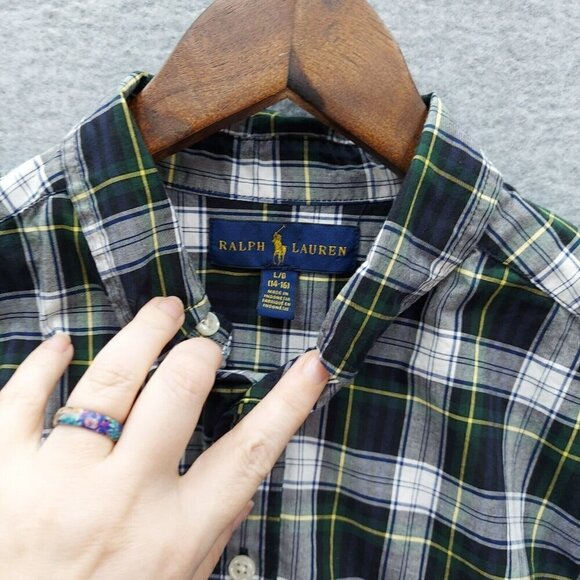 Polo Ralph Lauren Big Boys Plaid Cotton Poplin Shirt (Size Lg 14/16) - Picture 3 of 5